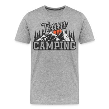 Équipe Camping - T-shirt bio Premium Homme - gris chiné - Devant - Damien (186cm)