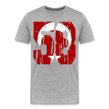Sivas 58 d’occasion - T-shirt bio Premium Homme - gris chiné - Devant - Damien (186cm)