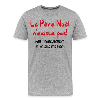 Der Weihnachtsmann existiert nicht - Männer Premium Bio T-Shirt - Grau meliert - Vorne - Damien (186cm)