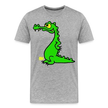 Smiling Crocodile, dreifarbiges Design - Männer Premium Bio T-Shirt - Grau meliert - Vorne - Damien (186cm)