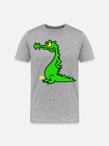 Smiling Crocodile, dreifarbiges Design - Männer Premium Bio T-Shirt - Grau meliert
