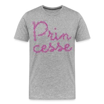 Princesse avec des fleurs ! ma princesse - T-shirt bio Premium Homme - gris chiné - Devant - Damien (186cm)