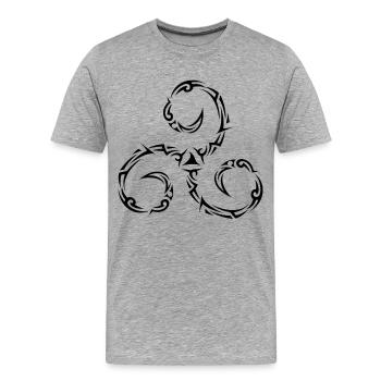 Triskèle Tribal Celte Breton - T-shirt bio Premium Homme - gris chiné - Devant - Damien (186cm)