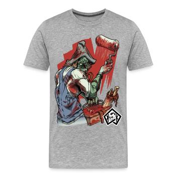 Peintres, vernisseurs, artistes, artisans - T-shirt bio Premium Homme - gris chiné - Devant - Damien (186cm)
