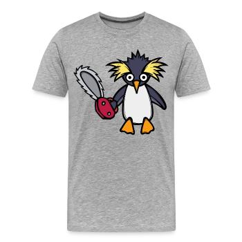 Oiseau manchot frais de l’Antarctique - T-shirt bio Premium Homme - gris chiné - Devant - Damien (186cm)