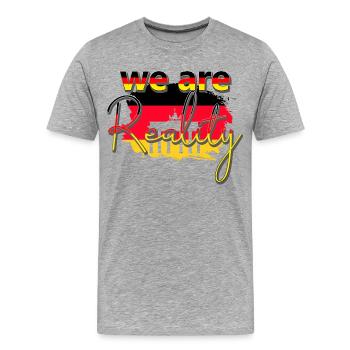 Nous sommes la réalité - Porte de Brandebourg - T-shirt bio Premium Homme - gris chiné - Devant - Damien (186cm)
