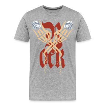 Diamanten Rock Skelett - Männer Premium Bio T-Shirt - Grau meliert - Vorne - Damien (186cm)