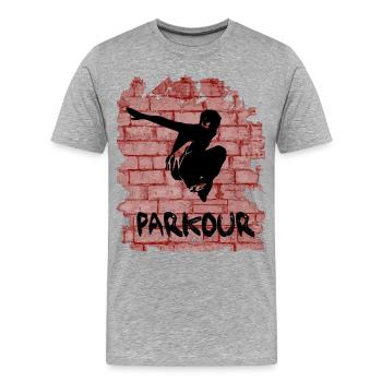 Parkour - T-shirt bio Premium Homme - gris chiné - Devant - Damien (186cm)