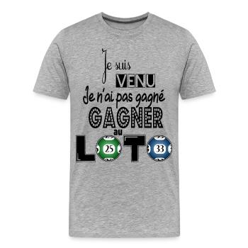 LOTO - T-shirt bio Premium Homme - gris chiné - Devant - Damien (186cm)