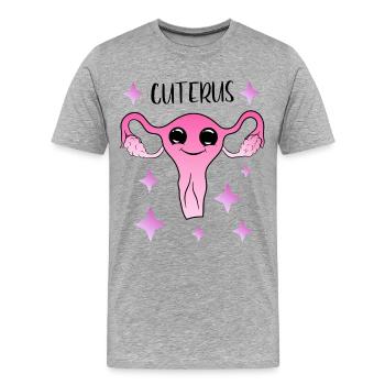 Cuterus - utérus mignon - T-shirt bio Premium Homme - gris chiné - Devant - Damien (186cm)