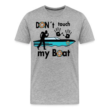 Fass mein Boot nicht an - Männer Premium Bio T-Shirt - Grau meliert - Vorne - Damien (186cm)