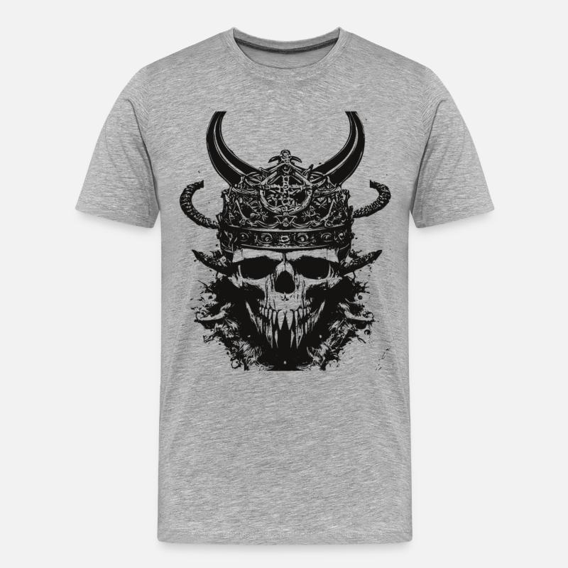 Wikinger Schädel Valhalla Viking - Männer Premium Bio T-Shirt - Grau meliert