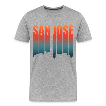 San José Skyline Farbverlauf - Männer Premium Bio T-Shirt - Grau meliert - Vorne - Damien (186cm)