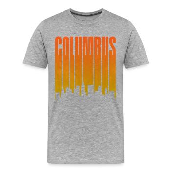 Silhouette du coucher de soleil de Columbus - T-shirt bio Premium Homme - gris chiné - Devant - Damien (186cm)