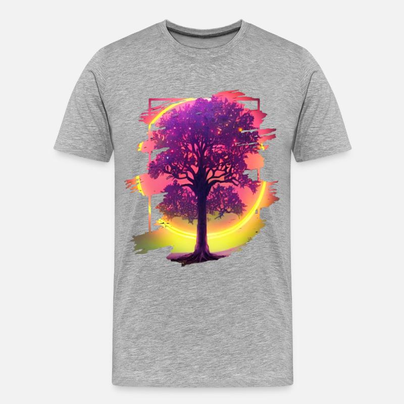 Lebensbaum - Männer Premium Bio T-Shirt - Grau meliert