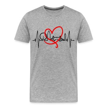 London Heartbeat Skyline England Heart Union Jack - Men's Premium Organic T-Shirt - heather grey - Front - Damien (186cm)