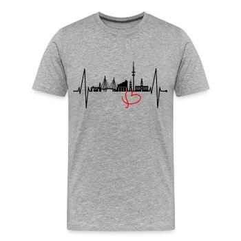 Hambourg Skyline Heartbeat Hambourg Love Fan - T-shirt bio Premium Homme - gris chiné - Devant - Damien (186cm)