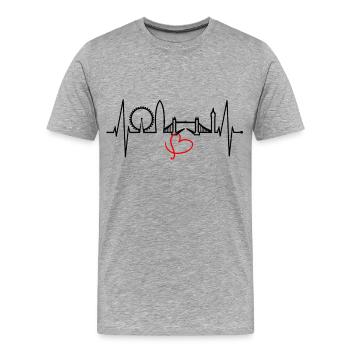 London Heartbeat Skyline England Heart Union Jack - Men's Premium Organic T-Shirt - heather grey - Front - Damien (186cm)