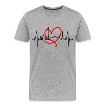 Berlin Skyline Heartbeat Heart Love Love Berliners - Men's Premium Organic T-Shirt - heather grey - Front - Damien (186cm)