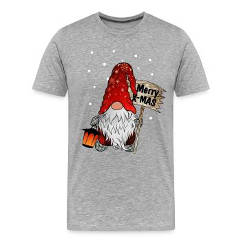 Nain de Noël Gnome de Noël - T-shirt bio Premium Homme - gris chiné - Devant - Damien (186cm)