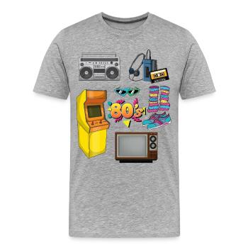 Retro Special 80er Jahre Objekte 1980er - Männer Premium Bio T-Shirt - Grau meliert - Vorne - Damien (186cm)