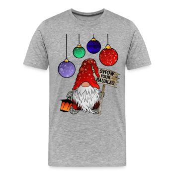 Gnom Weihnachts Zwerg Frohe Weihnachten - Männer Premium Bio T-Shirt - Grau meliert - Vorne - Damien (186cm)