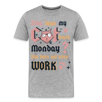Lundi des chats - T-shirt bio Premium Homme - gris chiné - Devant - Damien (186cm)
