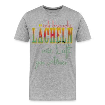 J’ai besoin d’un sourire comme de l’air pour respirer - positif - T-shirt bio Premium Homme - gris chiné - Devant - Damien (186cm)