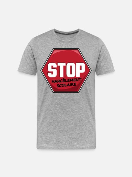 Stop Harcèlement Scolaire - T-shirt bio Premium Homme - gris chiné