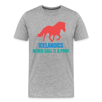 Islandpferde Pony Islandponys Galopp Statement - Männer Premium Bio T-Shirt - Grau meliert - Vorne - Damien (186cm)
