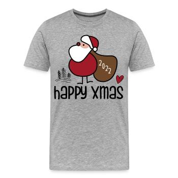 Père Noël festif - T-shirt bio Premium Homme - gris chiné - Devant - Damien (186cm)