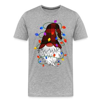 Weihnachts Gnom mit Lichterkette - Männer Premium Bio T-Shirt - Grau meliert - Vorne - Damien (186cm)
