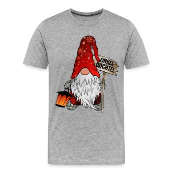 Onkel Wichtel Weihnachts Zwerg - Männer Premium Bio T-Shirt - Grau meliert - Vorne - Damien (186cm)