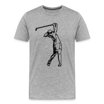 Golfspieler Mädchen - Männer Premium Bio T-Shirt - Grau meliert - Vorne - Damien (186cm)