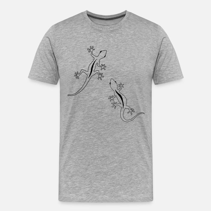 Zwei Eidechsen - Männer Premium Bio T-Shirt - Grau meliert