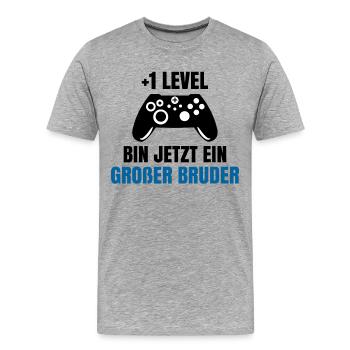 Schwangerschaft Schwanger Babybauch Statement - Männer Premium Bio T-Shirt - Grau meliert - Vorne - Damien (186cm)