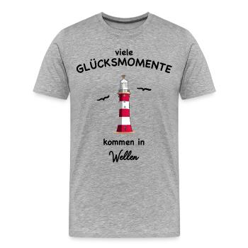 Leuchtturm Plymouth, England, Glücksmomente - Männer Premium Bio T-Shirt - Grau meliert - Vorne - Damien (186cm)