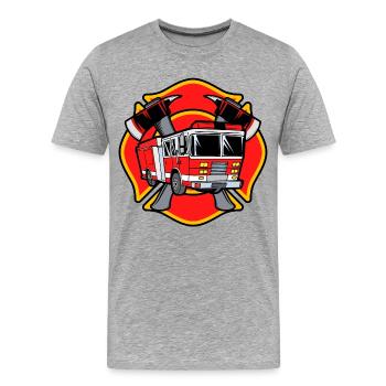 Pompier Pompier Protection contre l’incendie Sauveteur de brigade incendie - T-shirt bio Premium Homme - gris chiné - Devant - Damien (186cm)
