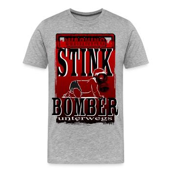 Warnung Stinkbomber unterwegs Baby Windel Maske - Männer Premium Bio T-Shirt - Grau meliert - Vorne - Damien (186cm)