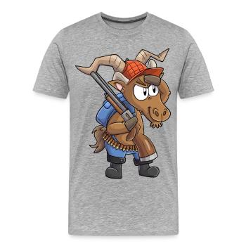 Capricorne Chasseur / Capricorne avec fusil de chasse - T-shirt bio Premium Homme - gris chiné - Devant - Damien (186cm)