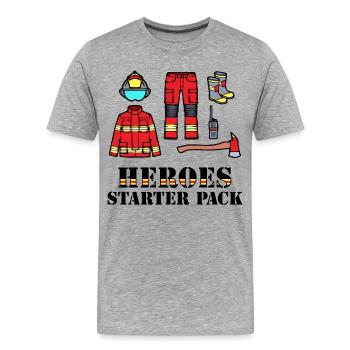 Feuerwehrhelm Lebensretter Statement Feuerwehr - Männer Premium Bio T-Shirt - Grau meliert - Vorne - Damien (186cm)