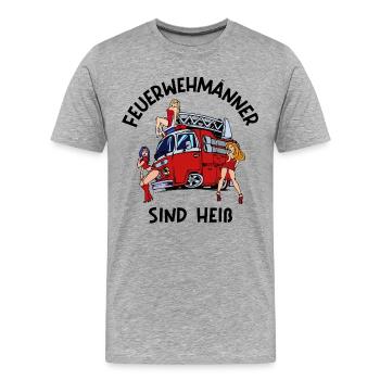 Feuerwehr Brandschutz Lebensretter Statement - Männer Premium Bio T-Shirt - Grau meliert - Vorne - Damien (186cm)