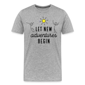 Aventure ou nouveau départ - T-shirt bio Premium Homme - gris chiné - Devant - Damien (186cm)