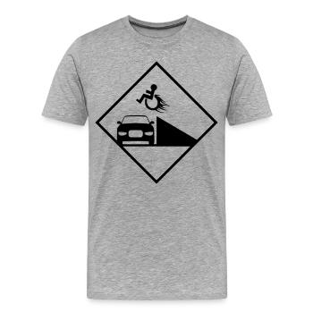 Rollstuhlfahrer springt über eine Rampe # - Männer Premium Bio T-Shirt - Grau meliert - Vorne - Damien (186cm)
