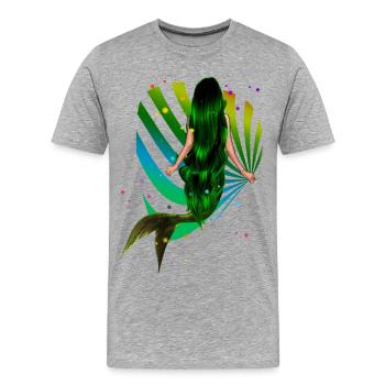 Mermaid Rainbow green Shell Sea - Men's Premium Organic T-Shirt - heather grey - Front - Damien (186cm)