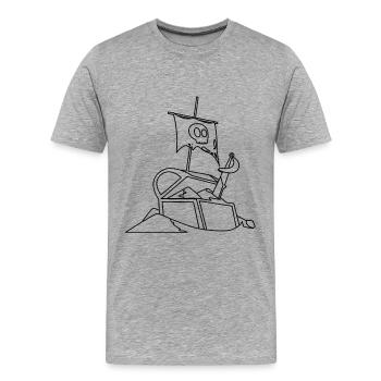 Anmalen Ausmalen selbst bemalen Piratenschatz - Männer Premium Bio T-Shirt - Grau meliert - Vorne - Damien (186cm)