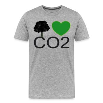 Graphique du cœur J’aime le CO2 - T-shirt bio Premium Homme - gris chiné - Devant - Damien (186cm)