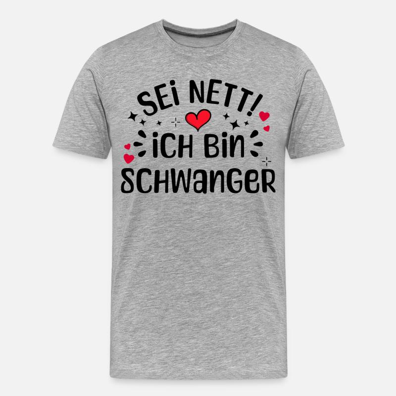 Schwangerschaft Mutter Schwanger Herz Statement - Männer Premium Bio T-Shirt - Grau meliert