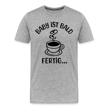 Schwangerschaft Babybauch Schwanger Statement - Männer Premium Bio T-Shirt - Grau meliert - Vorne - Damien (186cm)