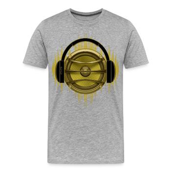 Temps pour la musique - Haut-parleurs - Casque - T-shirt bio Premium Homme - gris chiné - Devant - Damien (186cm)